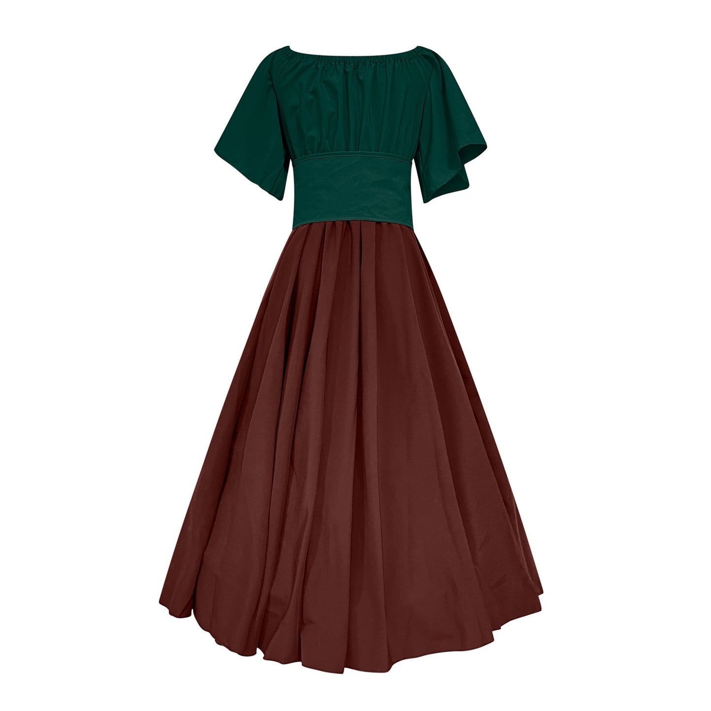Women's Plus Size Renaissance Faire Dresses - Medieval Irish Traditional Corset Gown with Ruffle Overlay for Retro Cosplay