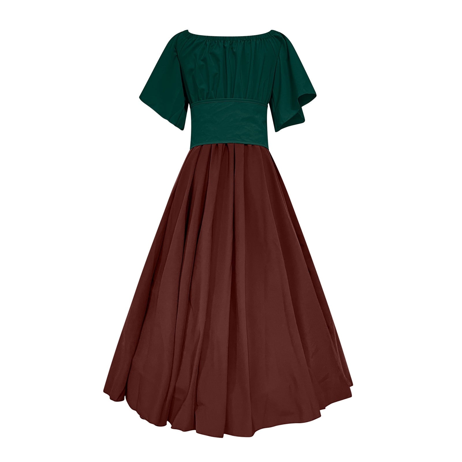 Women's Plus Size Renaissance Faire Dresses - Medieval Irish Traditional Corset Gown with Ruffle Overlay for Retro Cosplay